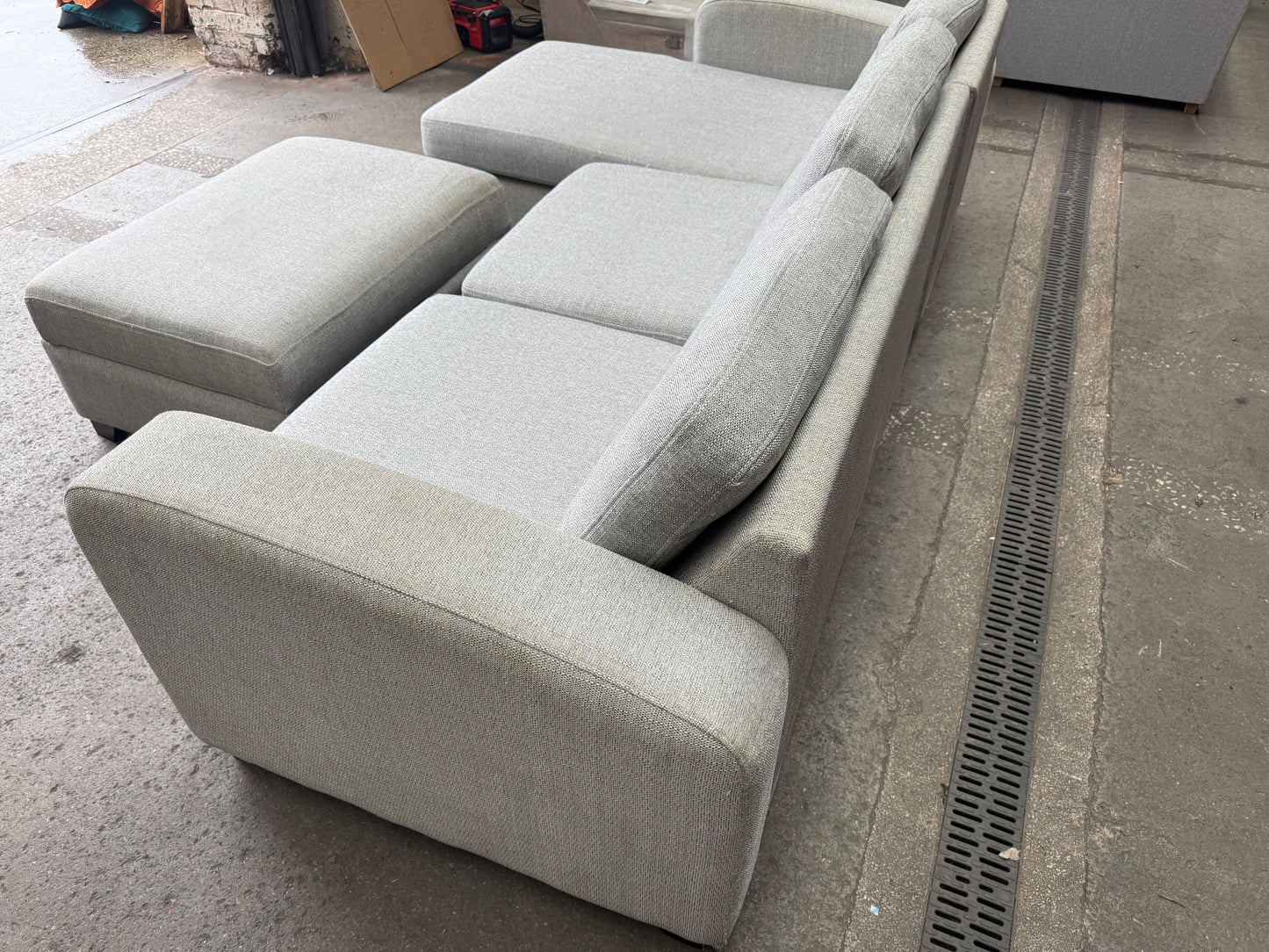 DFS Layla Right hand Grey L shape With Foostool FREE DELIVERY