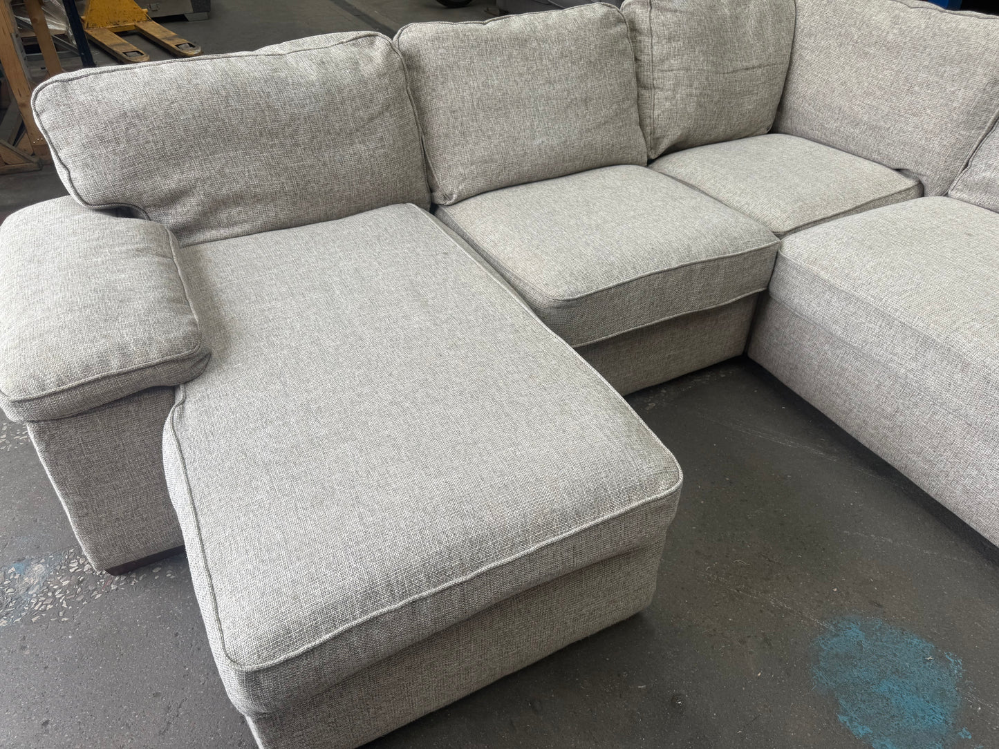 Oak furniture land Large Biege L Shape With Chaise Sofa FREE DELIVERY