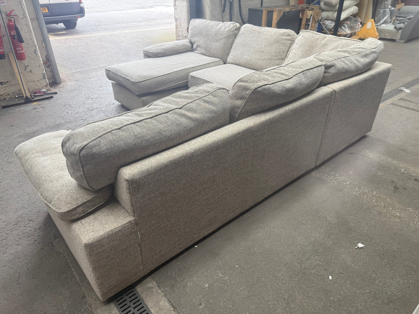 Oak furniture land Large Biege L Shape With Chaise Sofa FREE DELIVERY