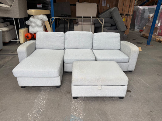 DFS Layla Right hand Grey L shape With Foostool FREE DELIVERY