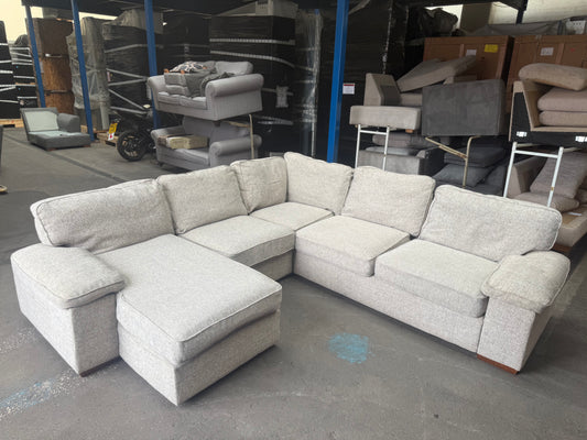 Oak furniture land Large Biege L Shape With Chaise Sofa FREE DELIVERY