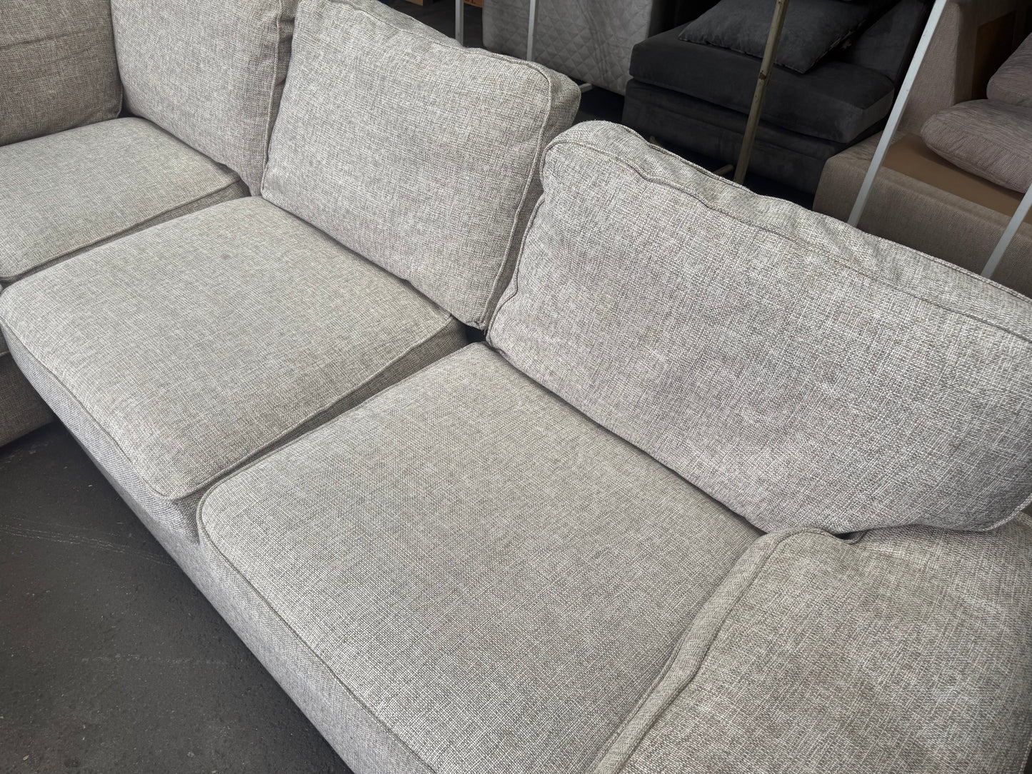 Oak furniture land Large Biege L Shape With Chaise Sofa FREE DELIVERY