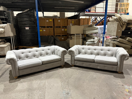 DFS Belair Chesterfield Grey 3+3 set FREE DELIVERY AVAILABLE